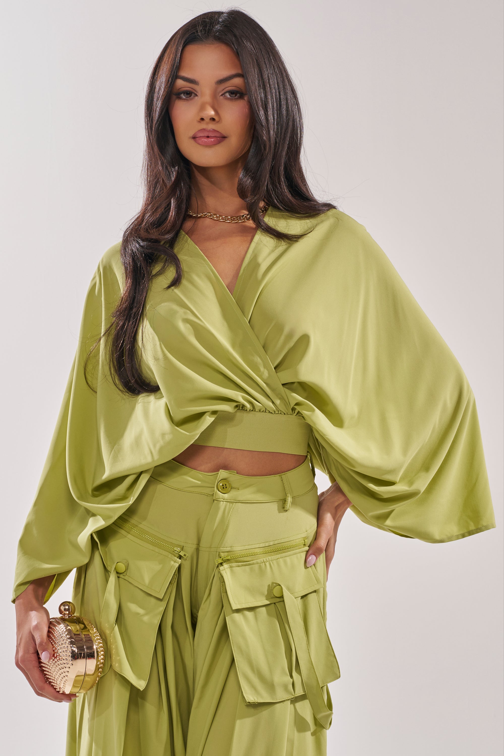 TALK ABOUT ME BLOUSE IN CHARTREUSE