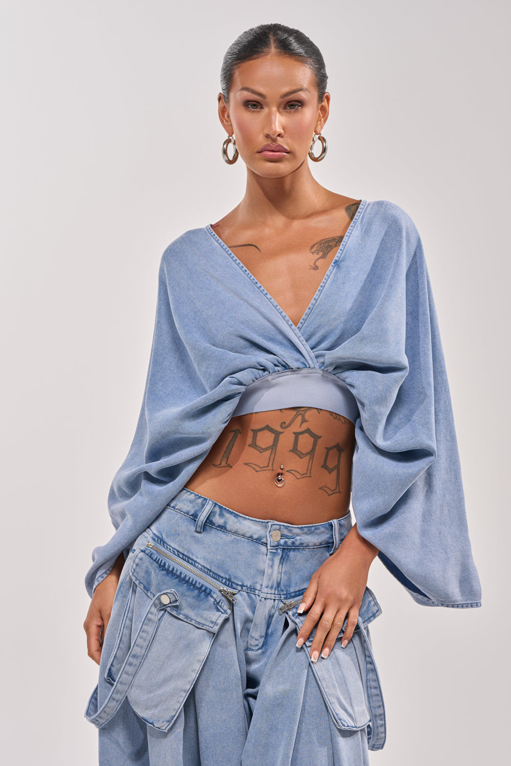 DRIFTING AWAY BLOUSE IN LIGHT BLUE DENIM
