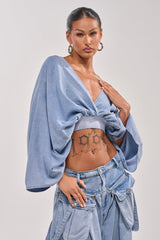 DRIFTING AWAY BLOUSE IN LIGHT BLUE DENIM