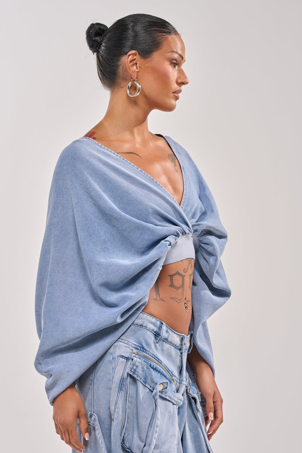 DRIFTING AWAY BLOUSE IN LIGHT BLUE DENIM