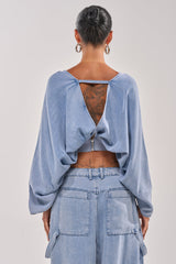 DRIFTING AWAY BLOUSE IN LIGHT BLUE DENIM