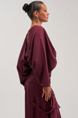 TALK ABOUT ME BLOUSE IN DEEP BURGUNDY