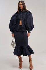 LET'S CHANGE IT UP DENIM MIDI SKIRT