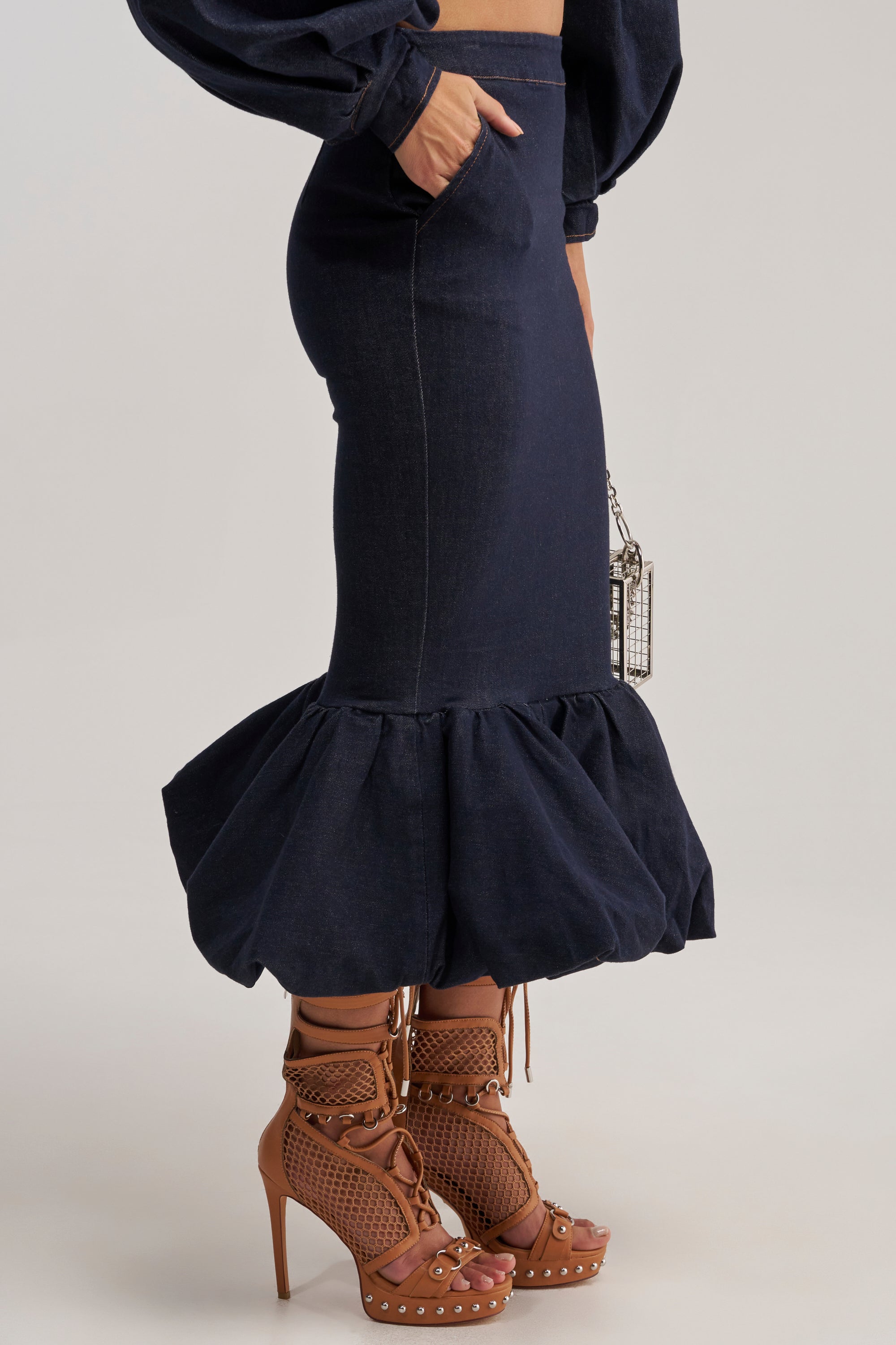LET'S CHANGE IT UP DENIM MIDI SKIRT