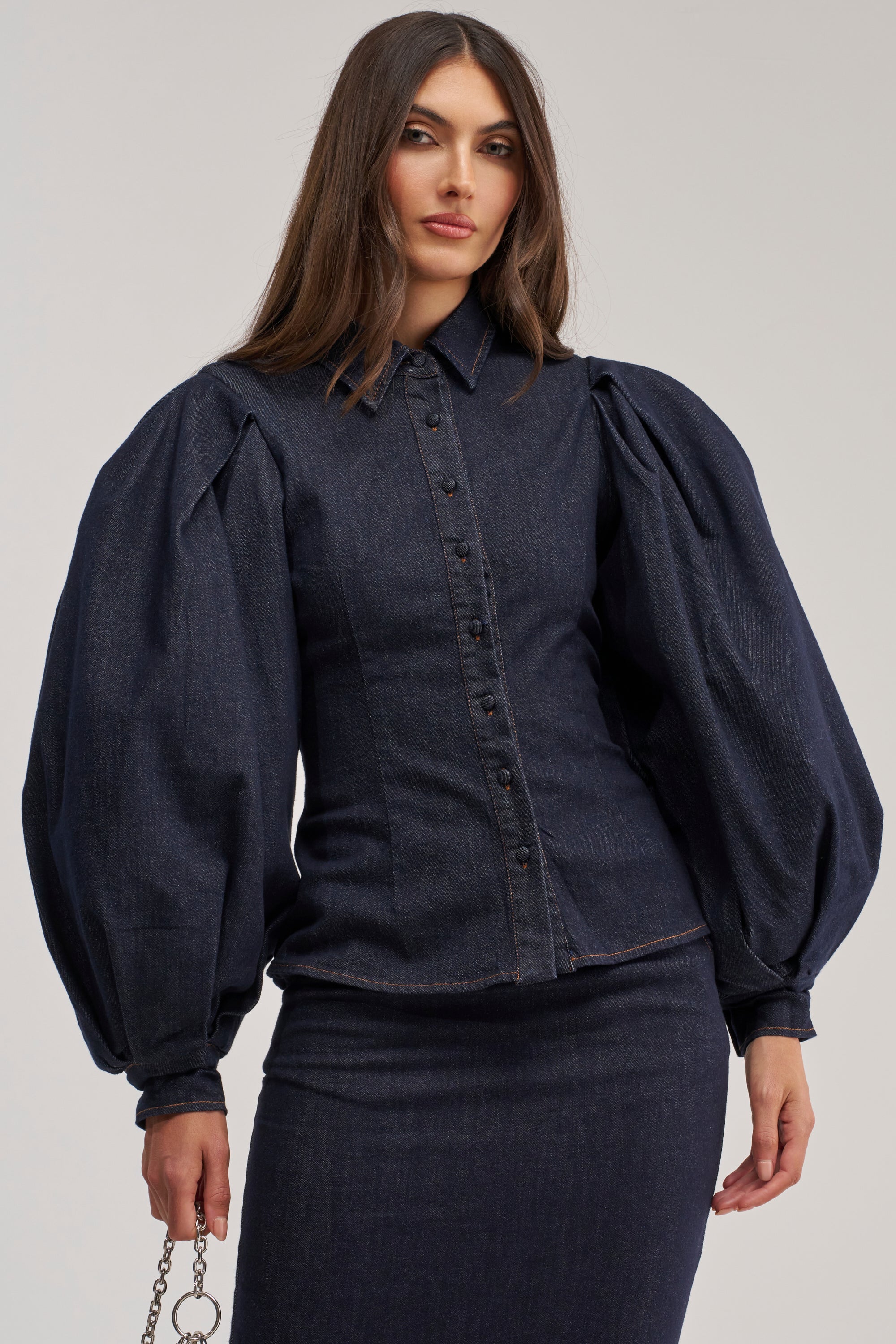 LET'S CHANGE IT UP DENIM BLOUSE