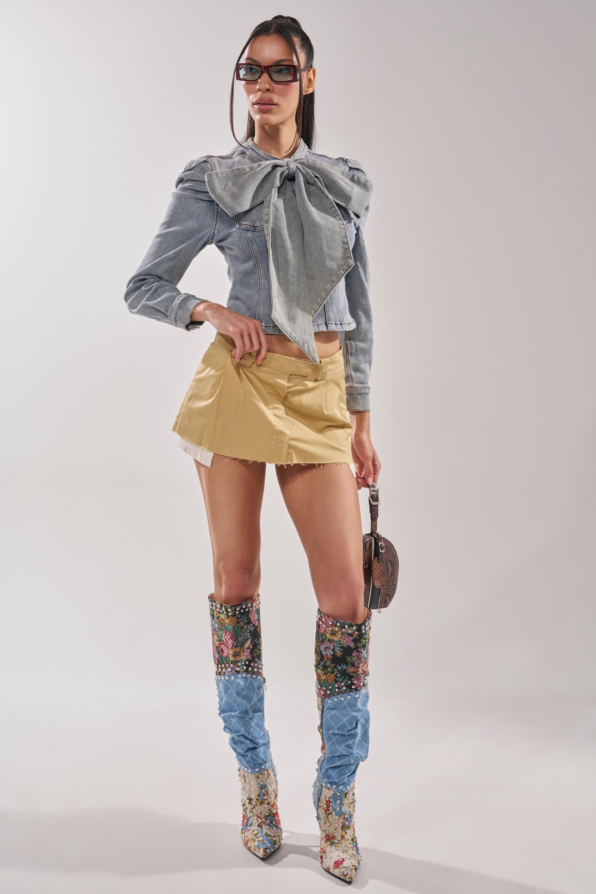 WAIT FOR U DENIM BOW BLOUSE TOP