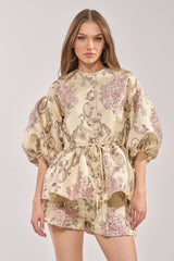 PORCELAIN DOLL BROCADE TOP