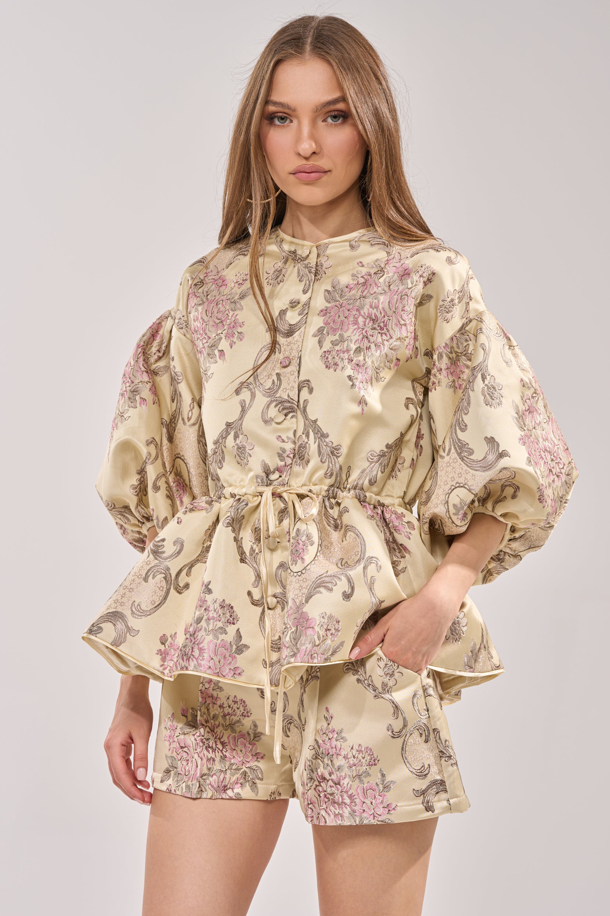 PORCELAIN DOLL BROCADE TOP