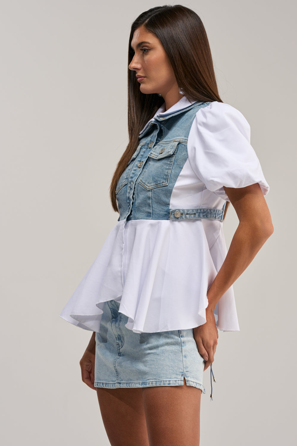 HOPELESS ROMANTIC DENIM BLOUSE