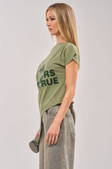 THE RUMORS ARE TRUE OFF THE SHOULDER OLIVE TEE