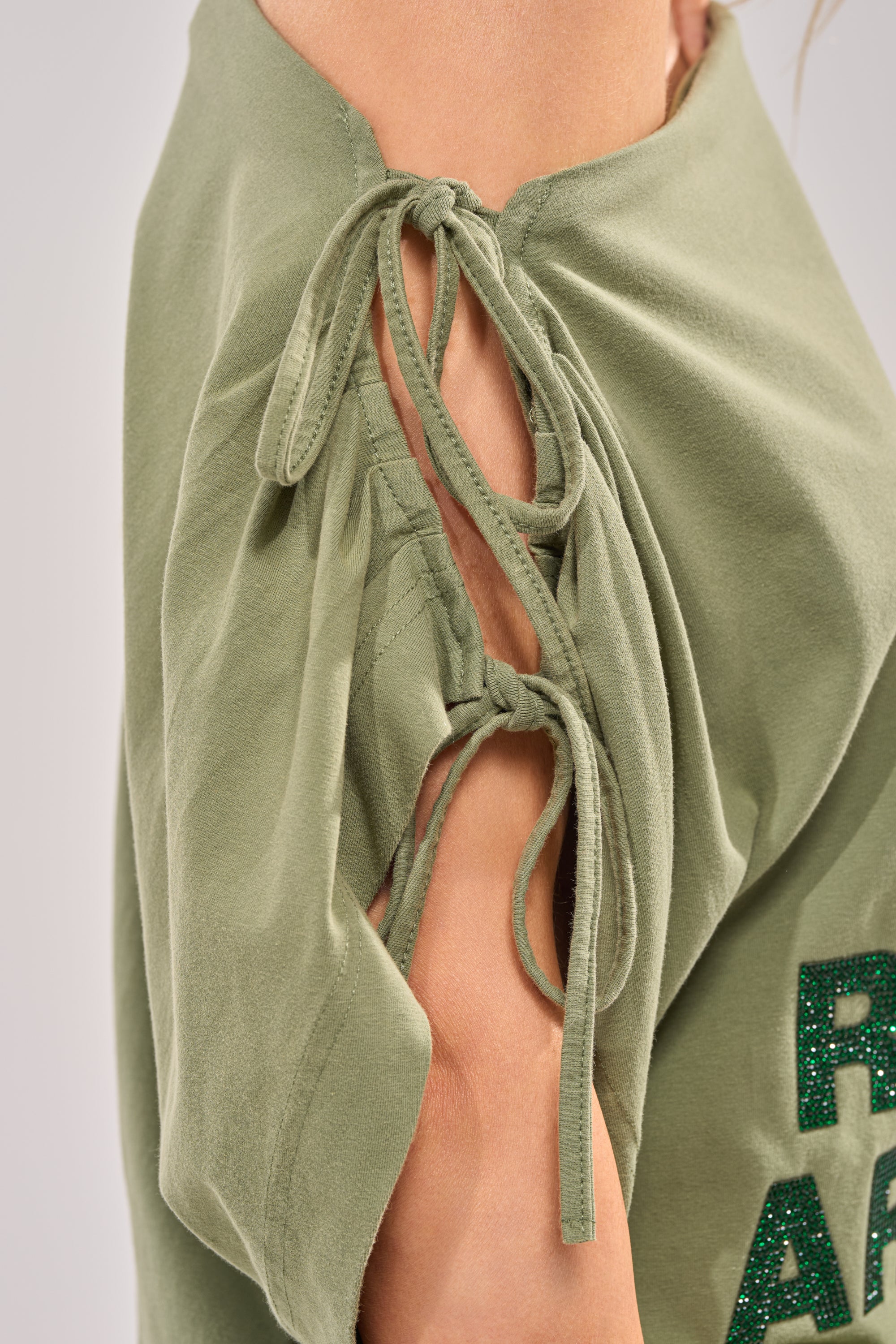 THE RUMORS ARE TRUE OFF THE SHOULDER OLIVE TEE