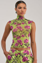 DOZEN ROSES MESH TOP IN CHARTREUSE