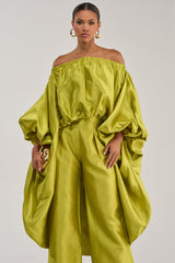 BY MY SIDE HIGH LOW BLOUSE IN CHARTREUSE