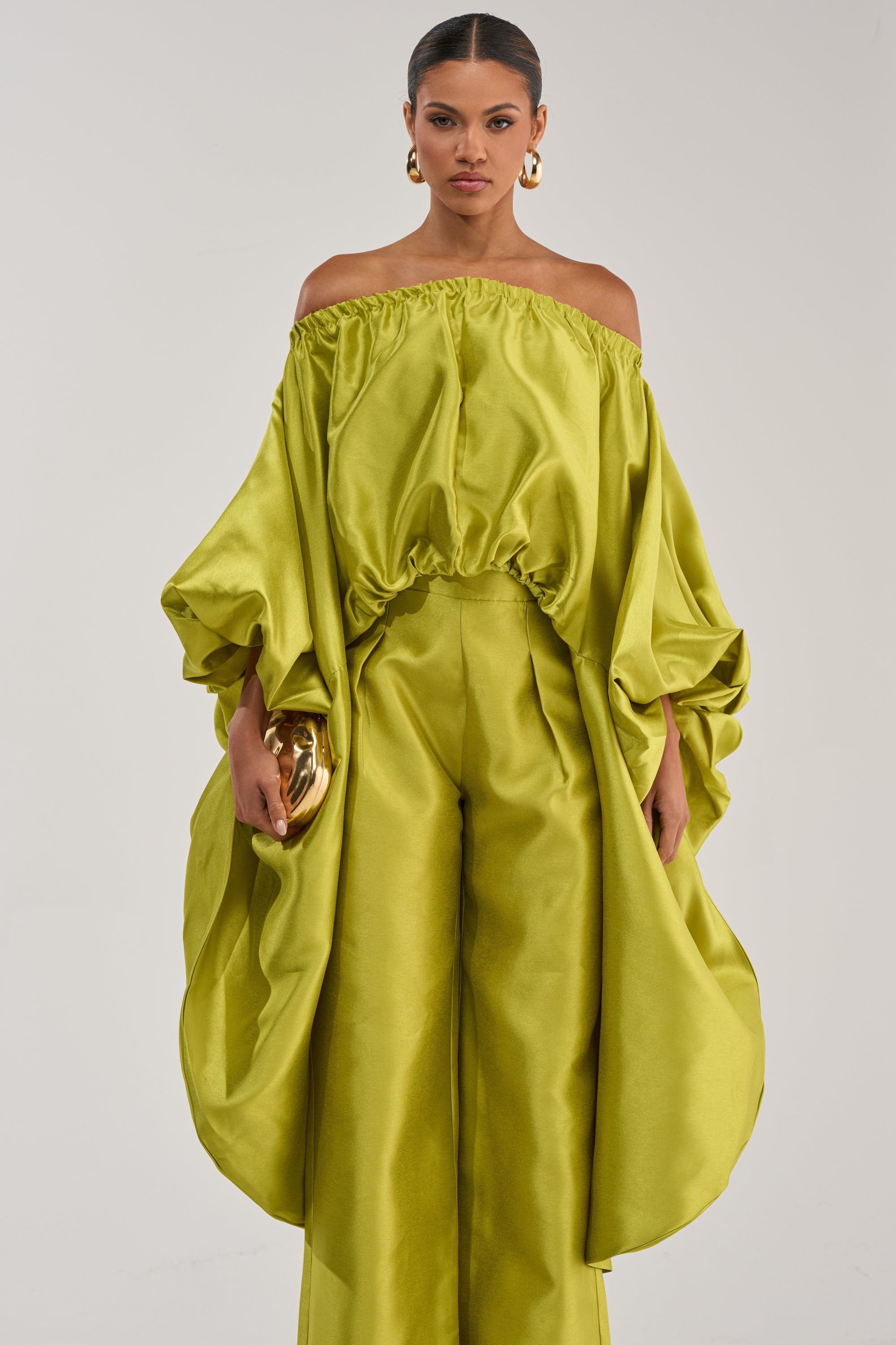 BY MY SIDE HIGH LOW BLOUSE IN CHARTREUSE