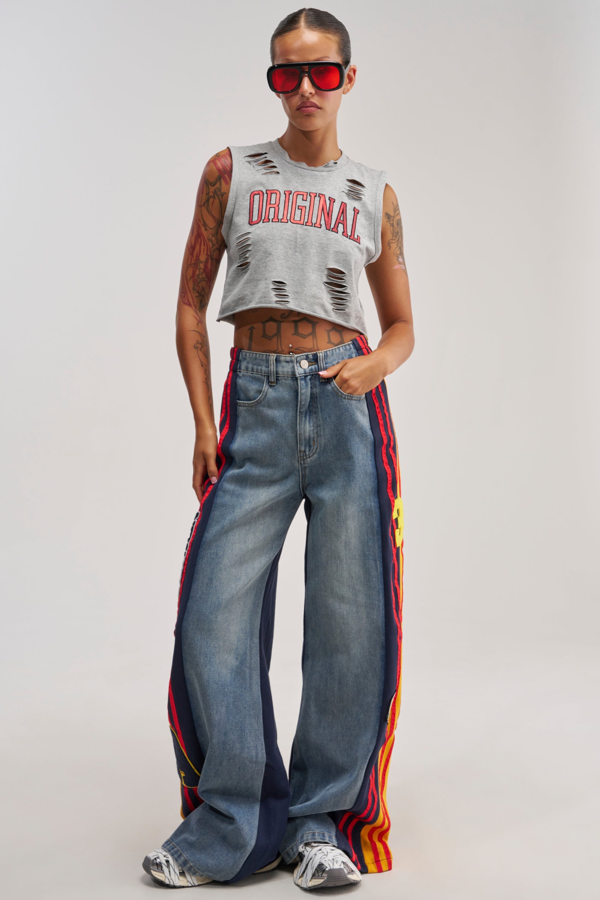 ORIGINAL SEQUIN CROPPED MUSCLE TEE