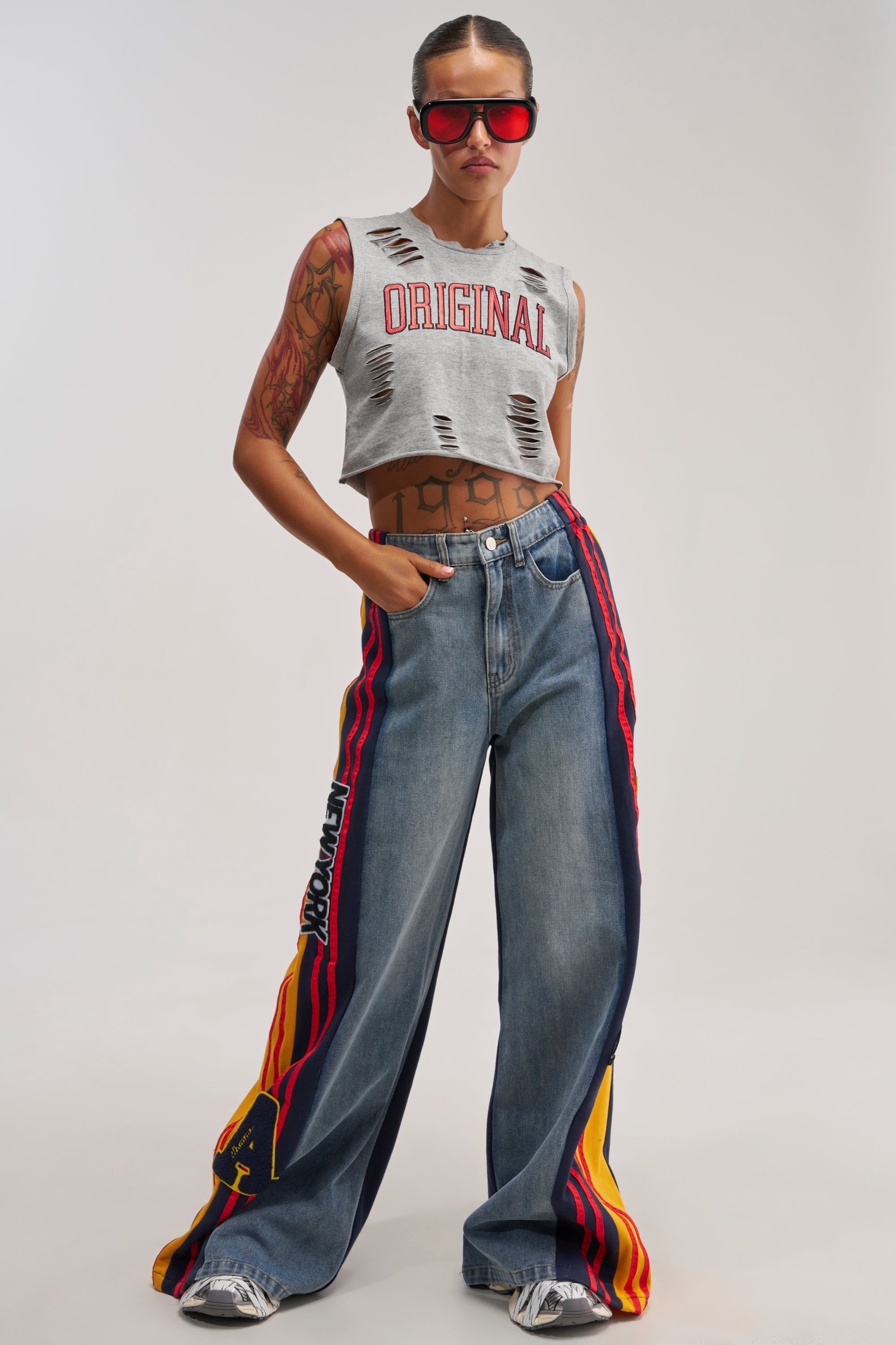 ORIGINAL SEQUIN CROPPED MUSCLE TEE