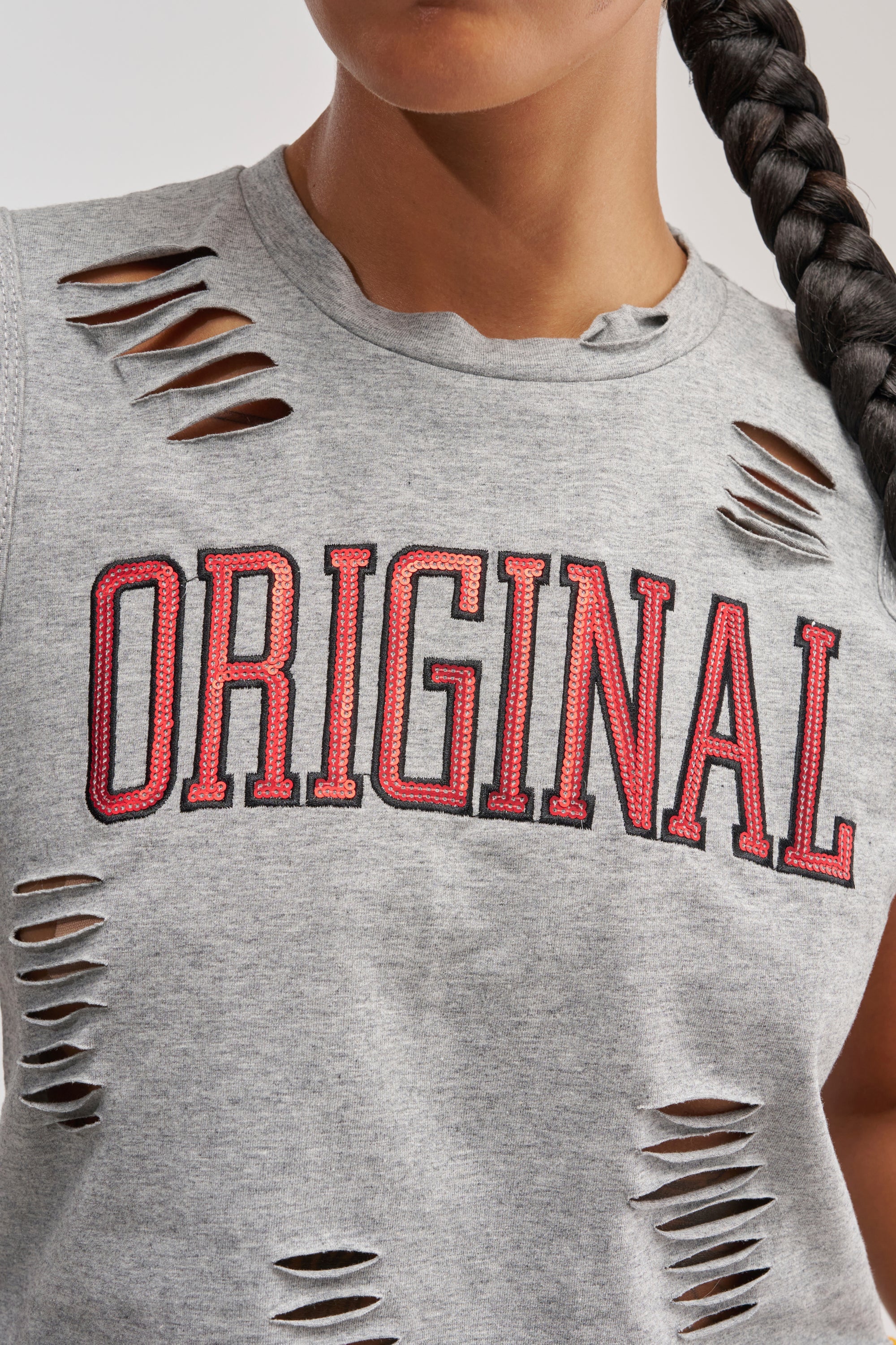 ORIGINAL SEQUIN CROPPED MUSCLE TEE
