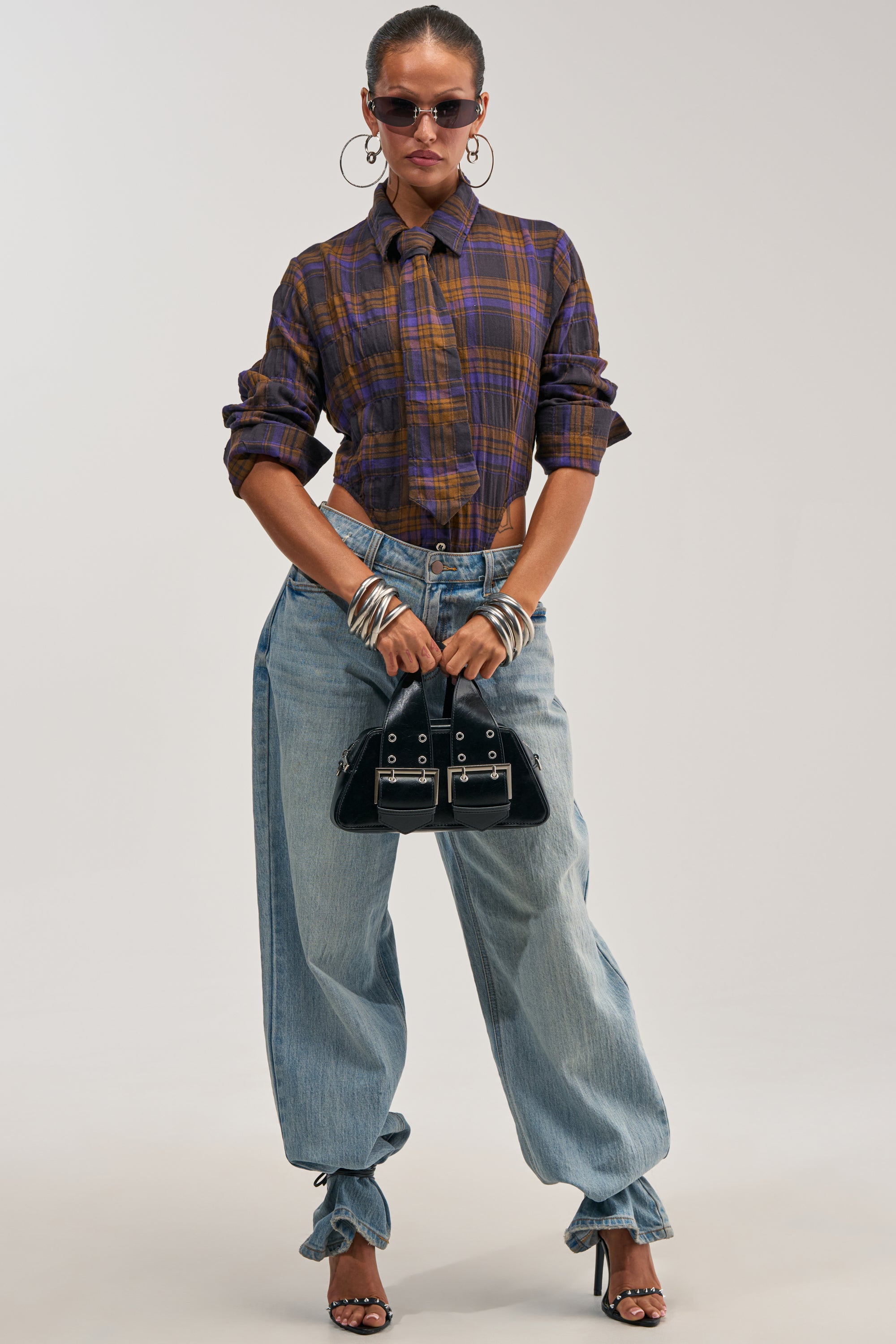 NOW YOU SEE ME PLAID BODYSUIT