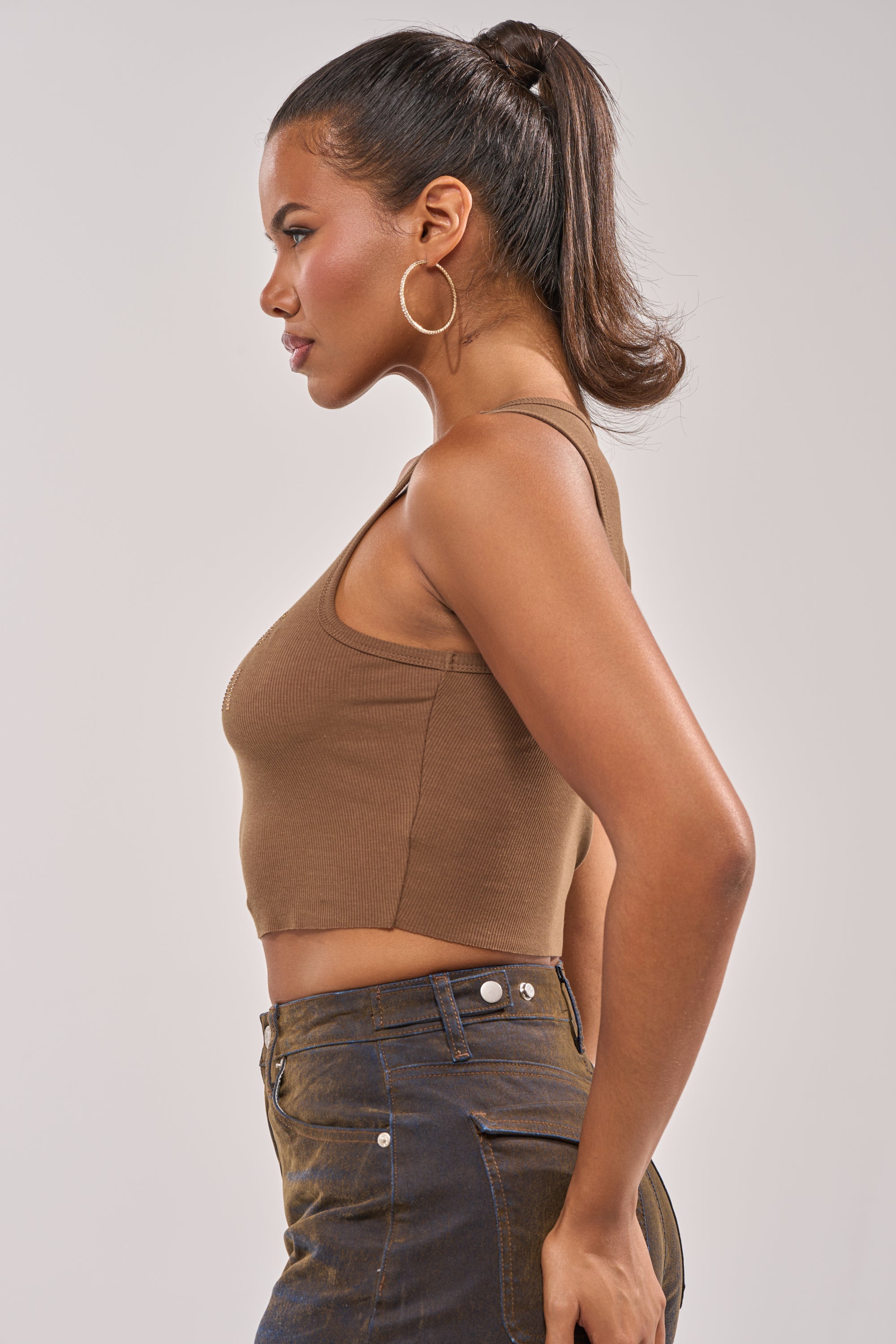 CNTING SZN RHINESTONE RIBBED TANK