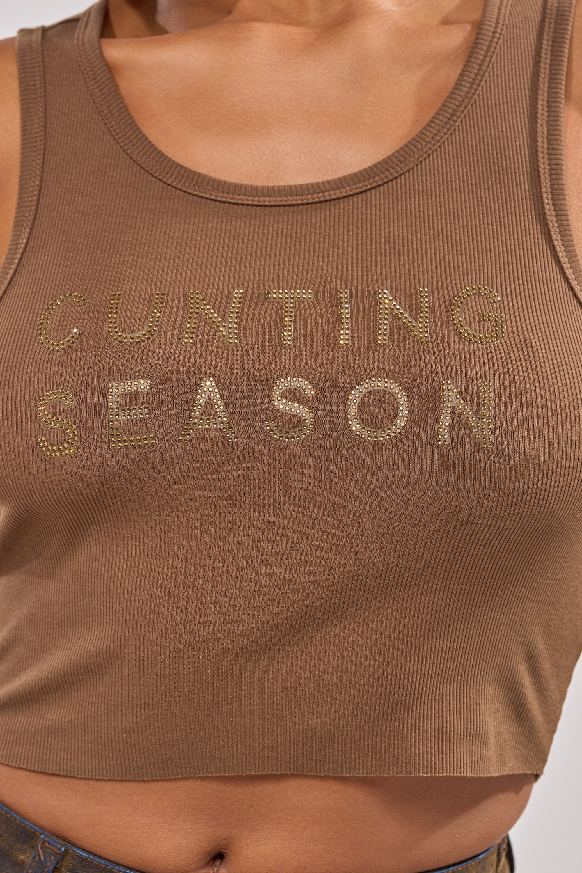 CNTING SZN RHINESTONE RIBBED TANK