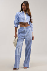 REESE MIXED STRIPE POPLIN WIDE LEG PANT