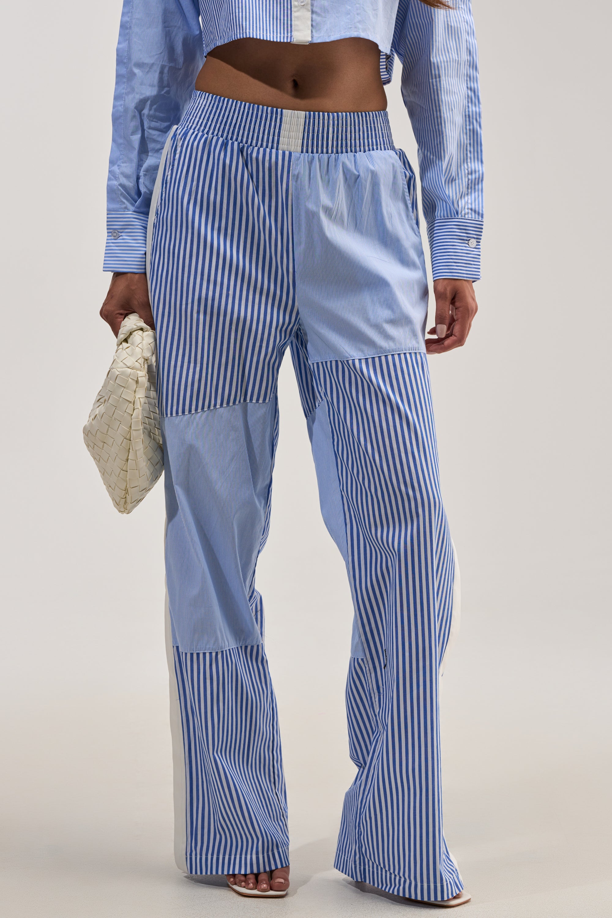 REESE MIXED STRIPE POPLIN WIDE LEG PANT
