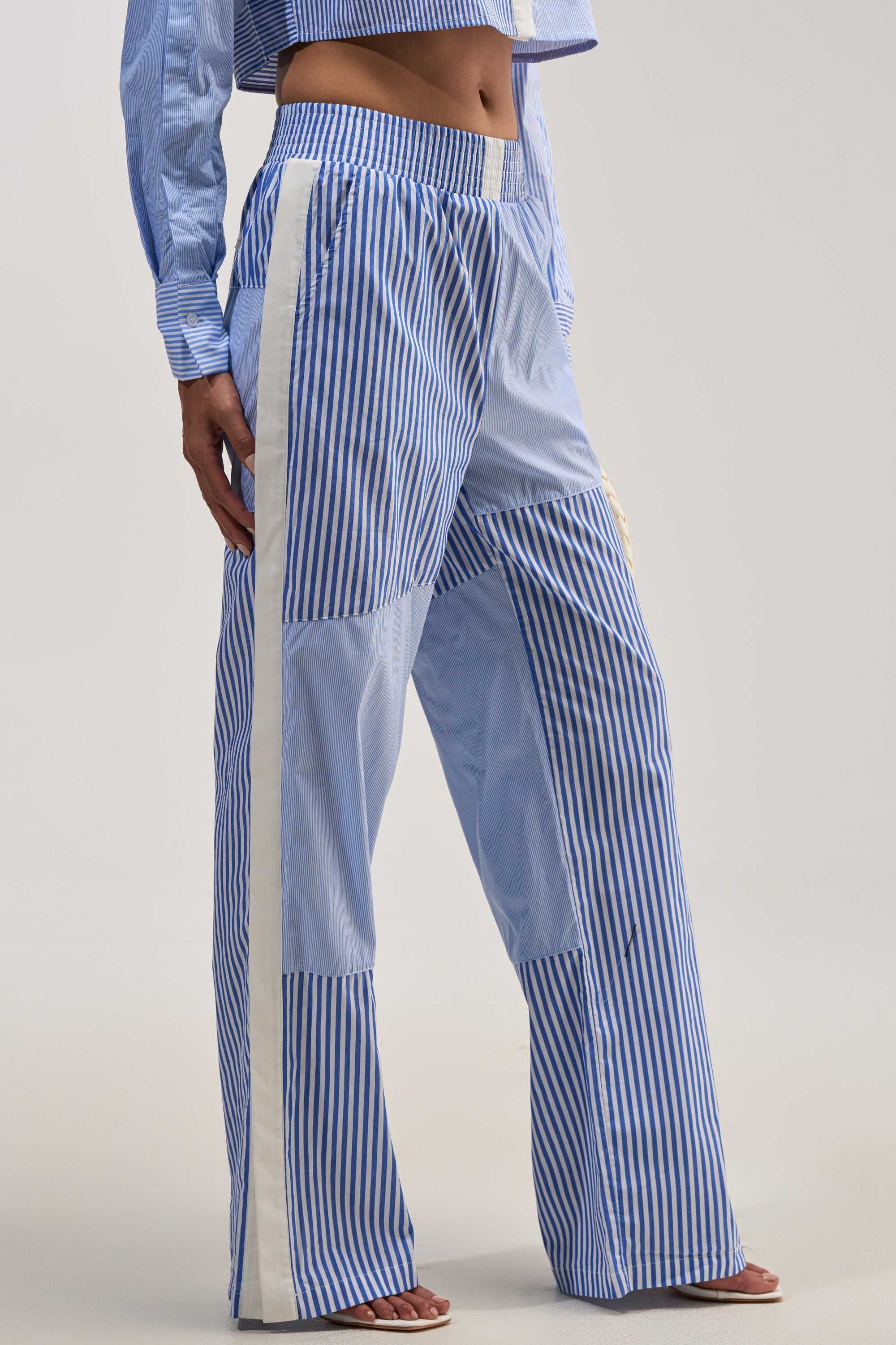 REESE MIXED STRIPE POPLIN WIDE LEG PANT