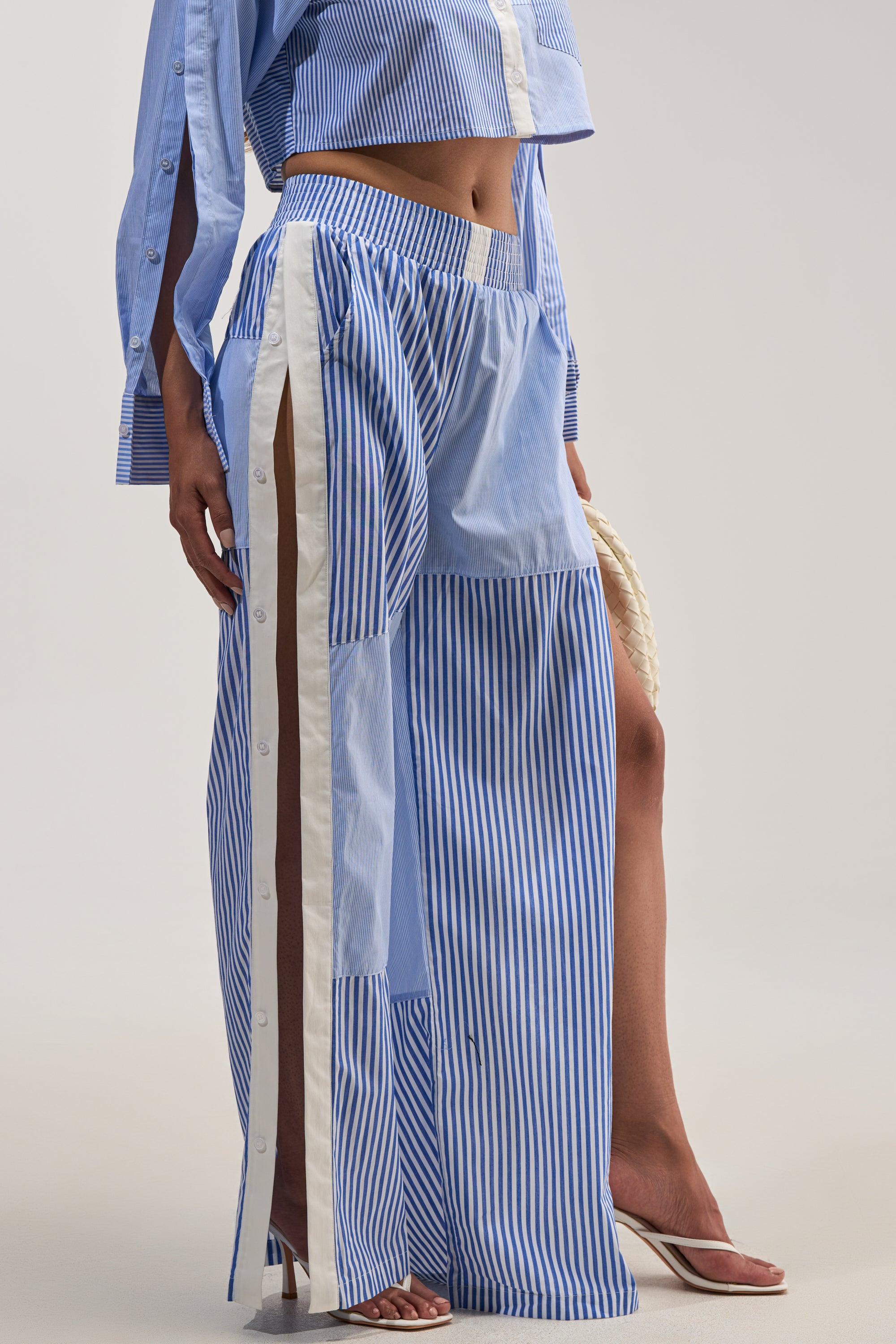 REESE MIXED STRIPE POPLIN WIDE LEG PANT