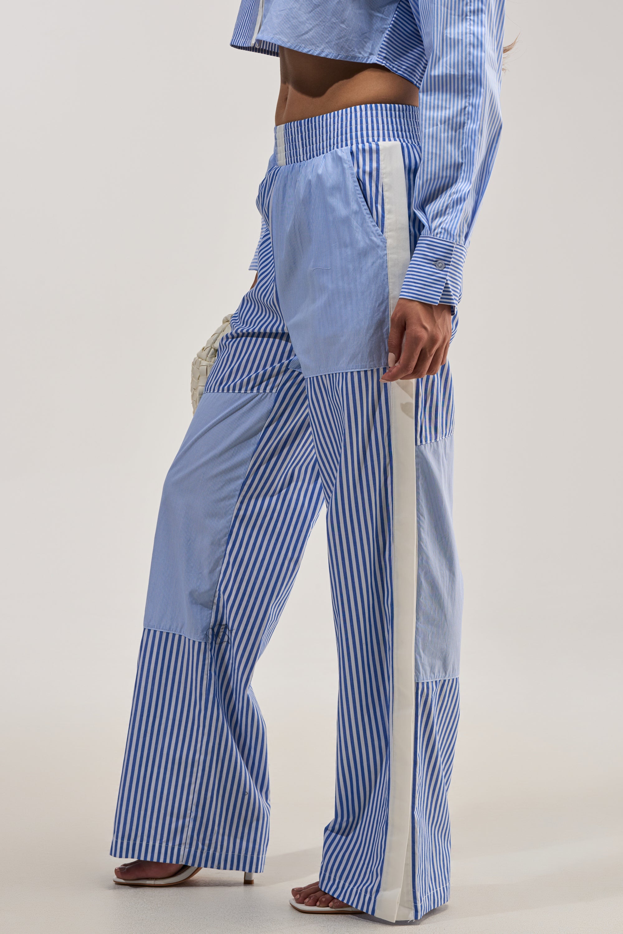 REESE MIXED STRIPE POPLIN WIDE LEG PANT