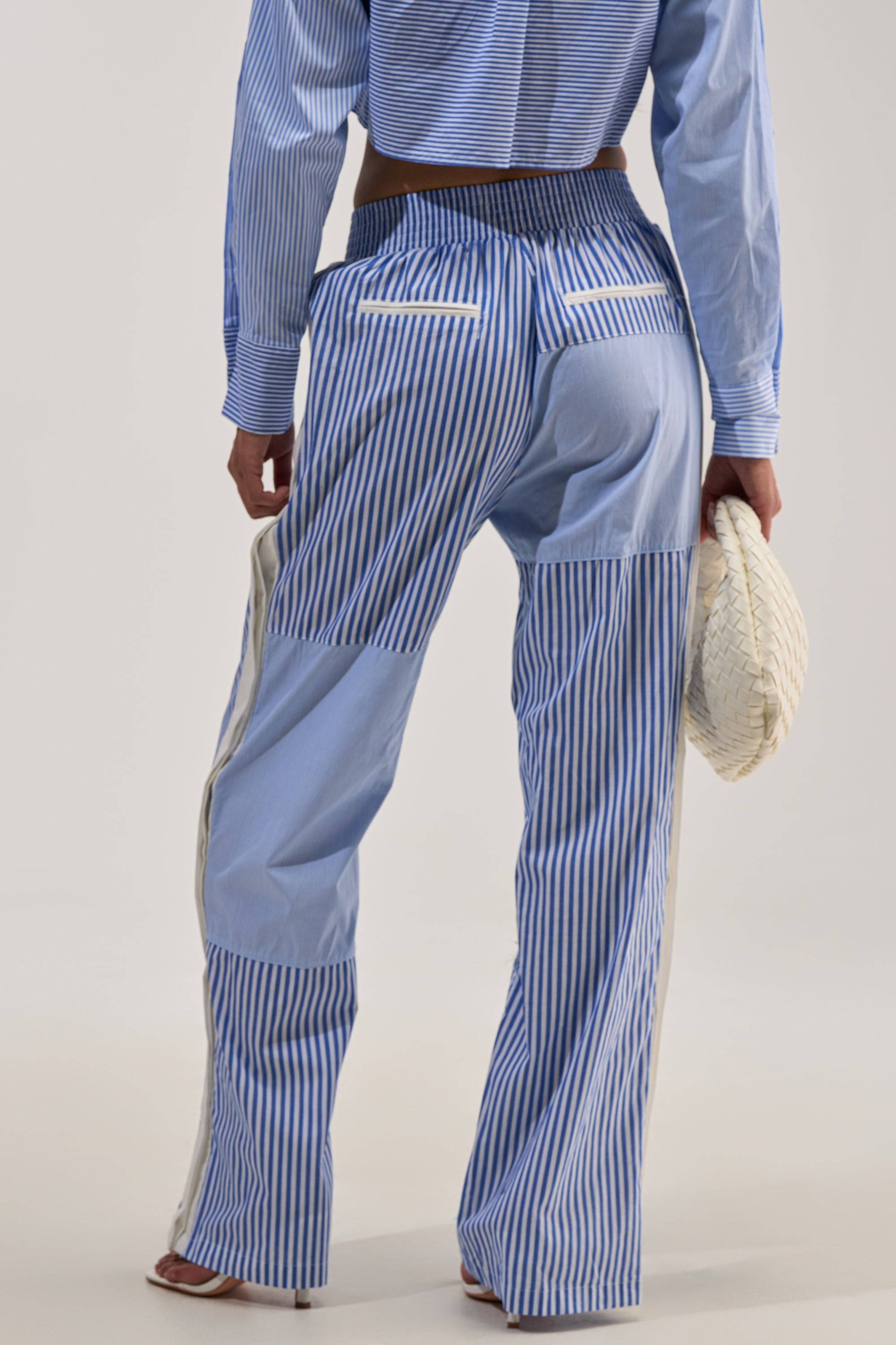 REESE MIXED STRIPE POPLIN WIDE LEG PANT