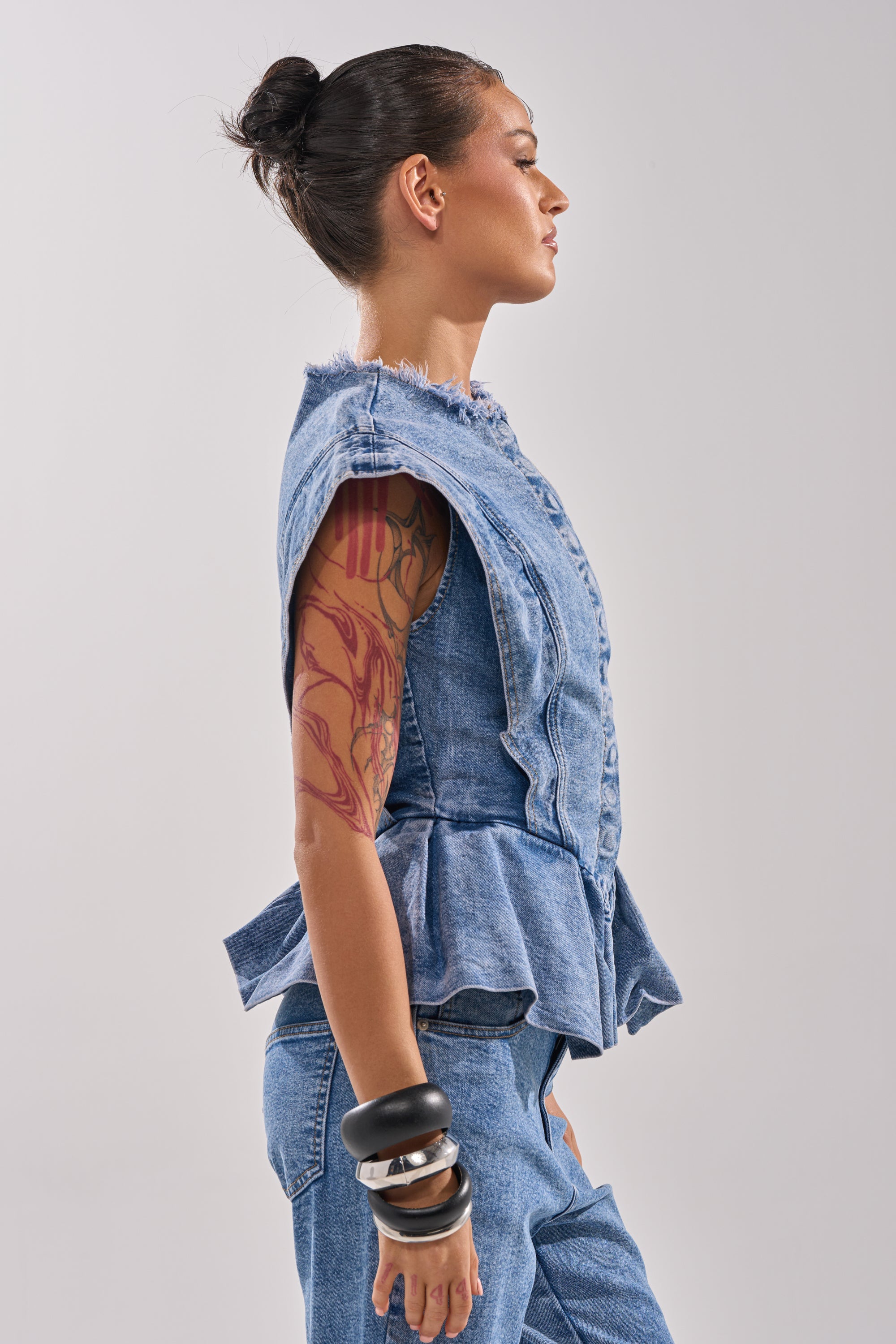 DONT PLAY WITH MY HEART DENIM BLOUSE