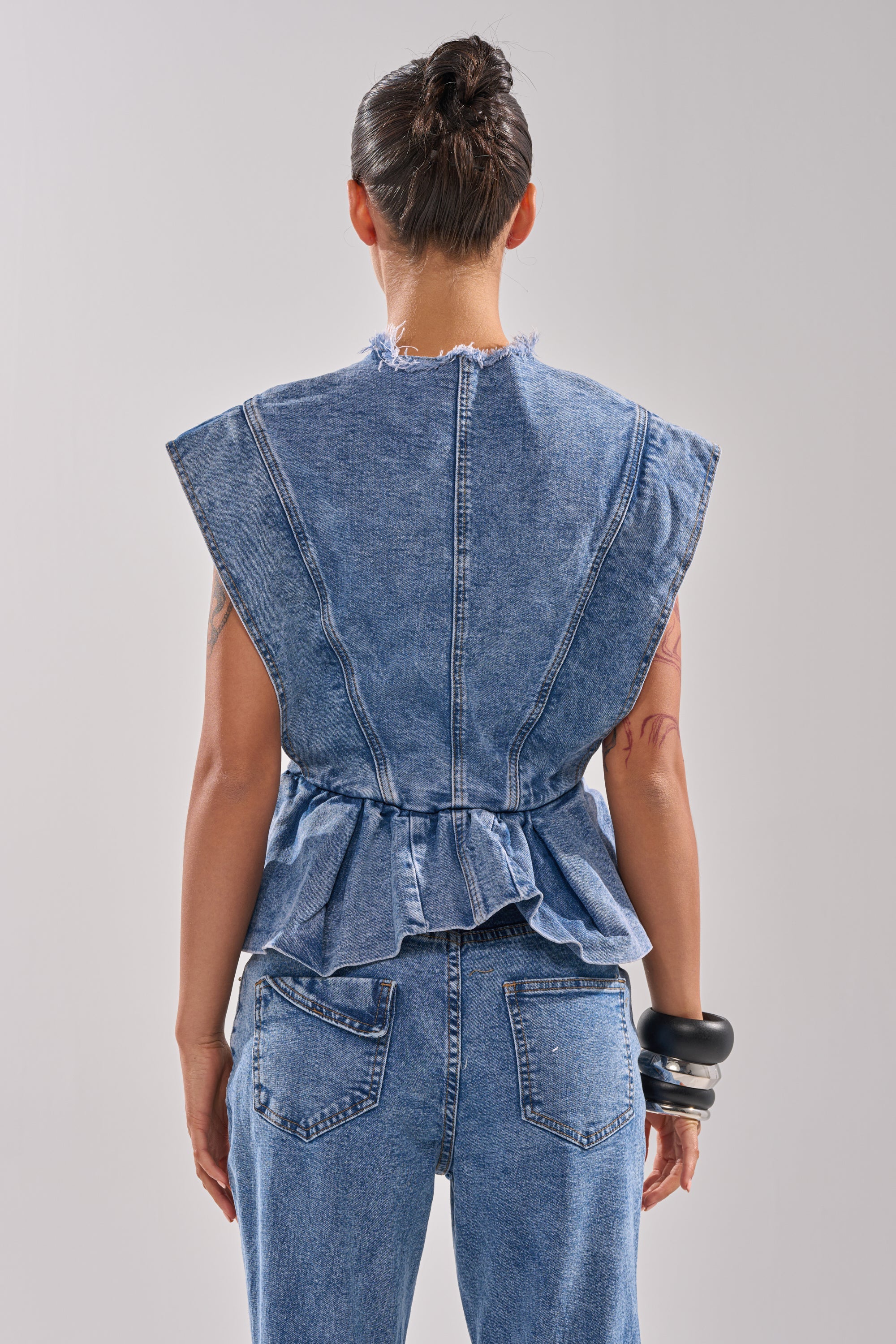 DONT PLAY WITH MY HEART DENIM BLOUSE