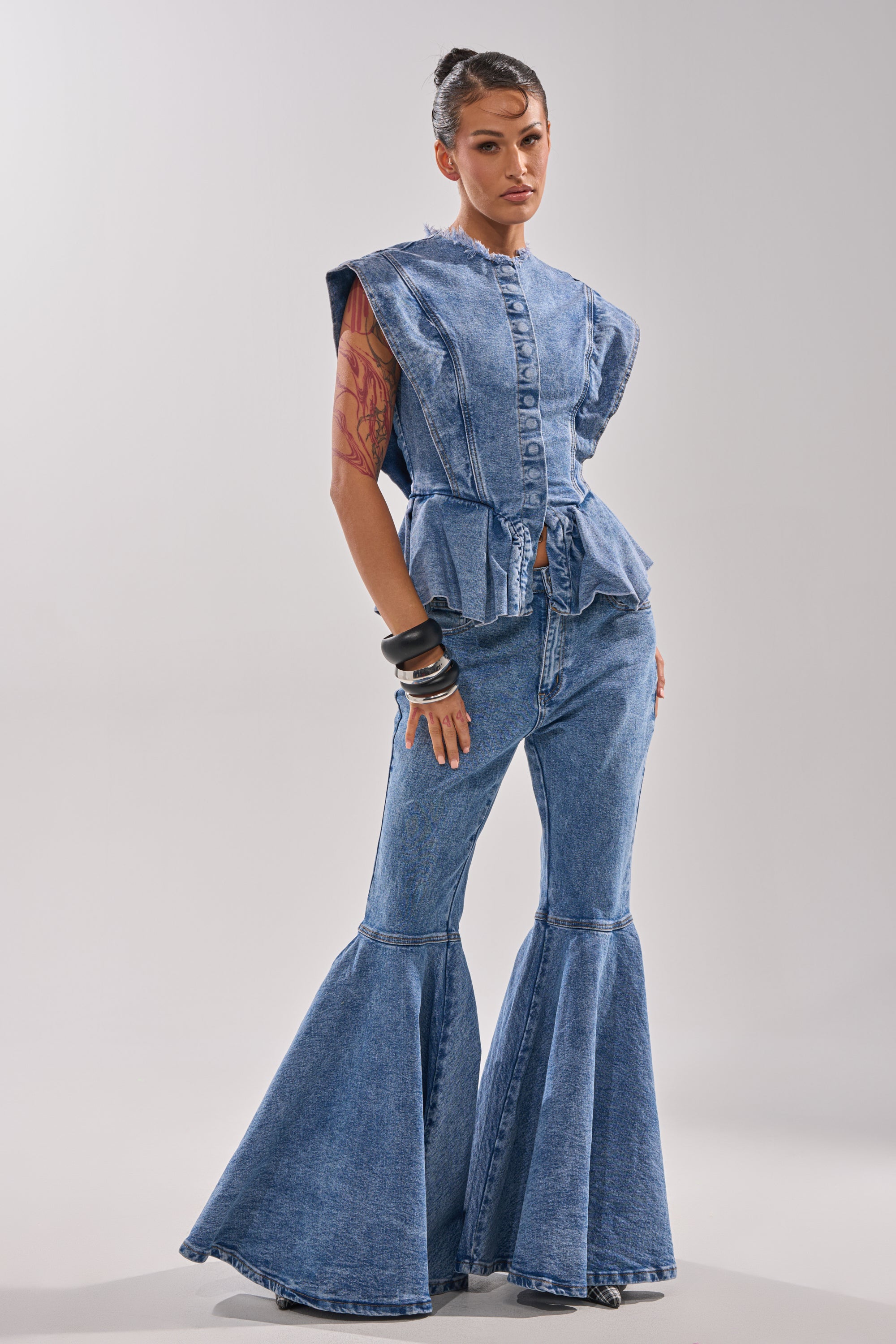 DONT PLAY WITH MY HEART DENIM BLOUSE