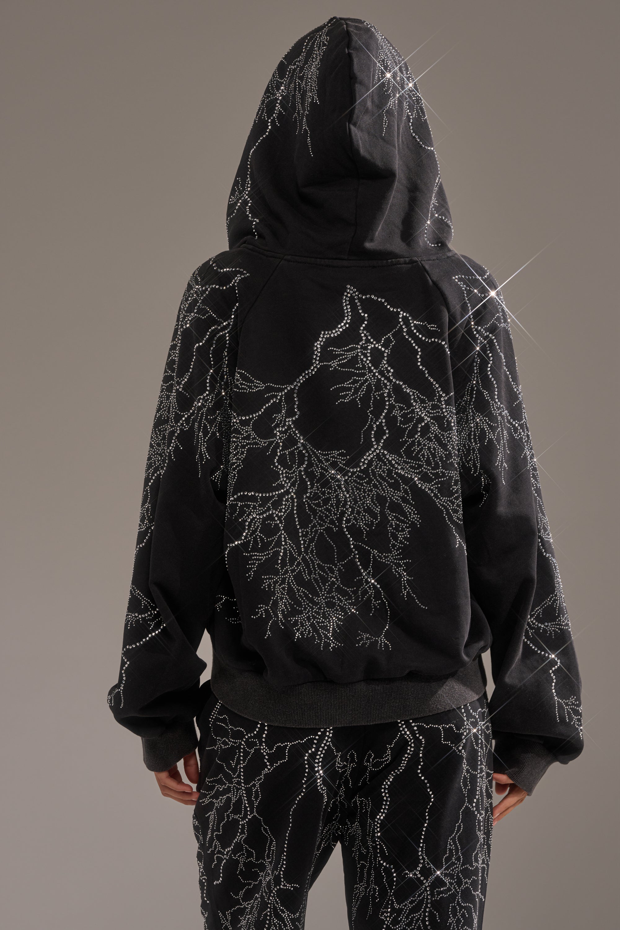 ELECTRIC LOVE RHINESTONE ZIP UP SWEATSHIRT