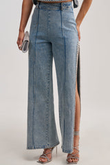 POPPING OUT RHINESTONE DENIM PANT