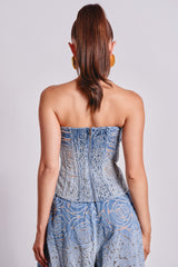 DENIM FOR DAYS ZIP UP CORSET