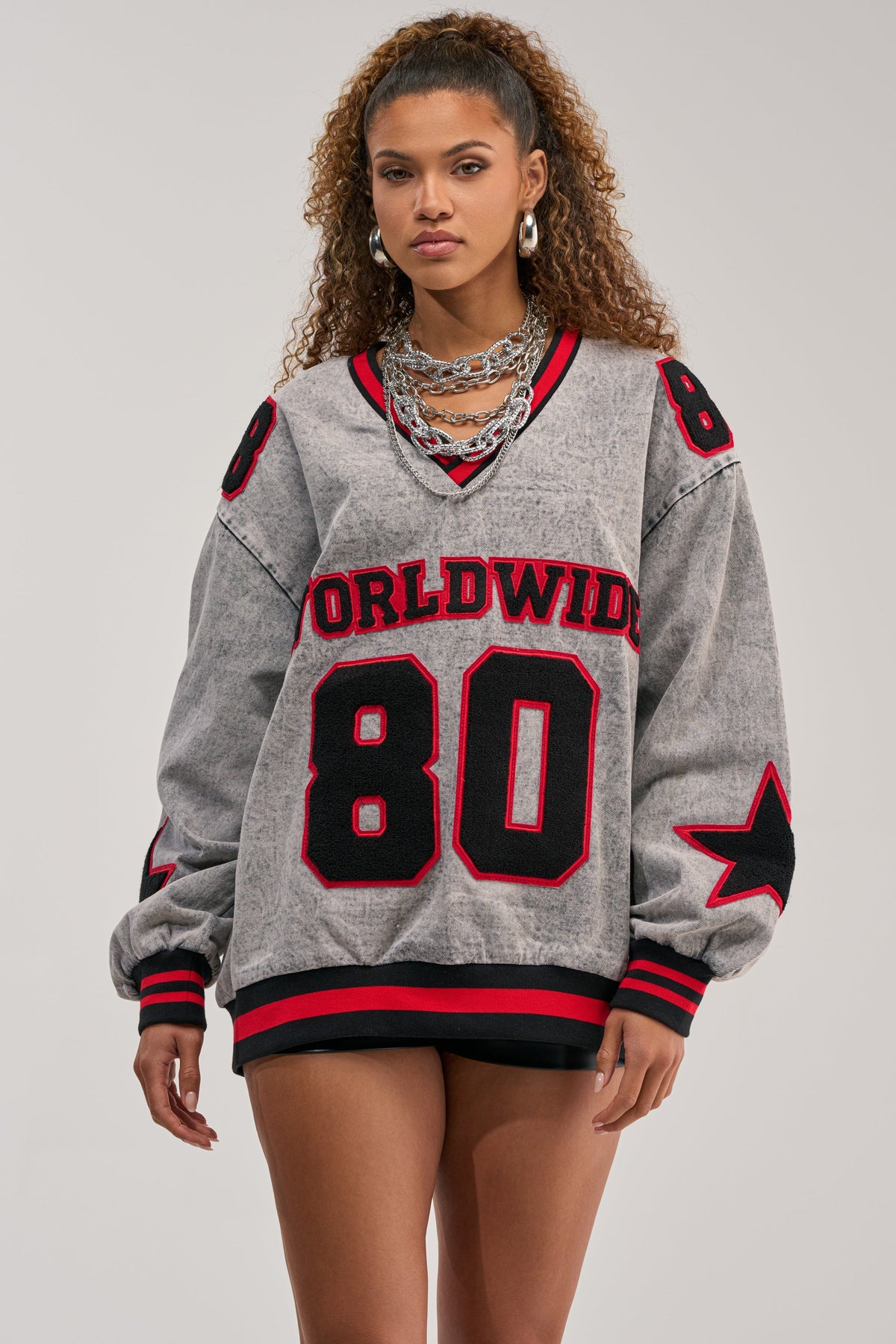 IN MY OWN WORLD DENIM SWEATSHIRT
