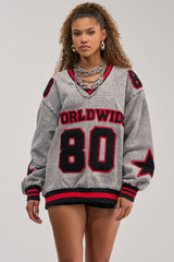 IN MY OWN WORLD DENIM SWEATSHIRT