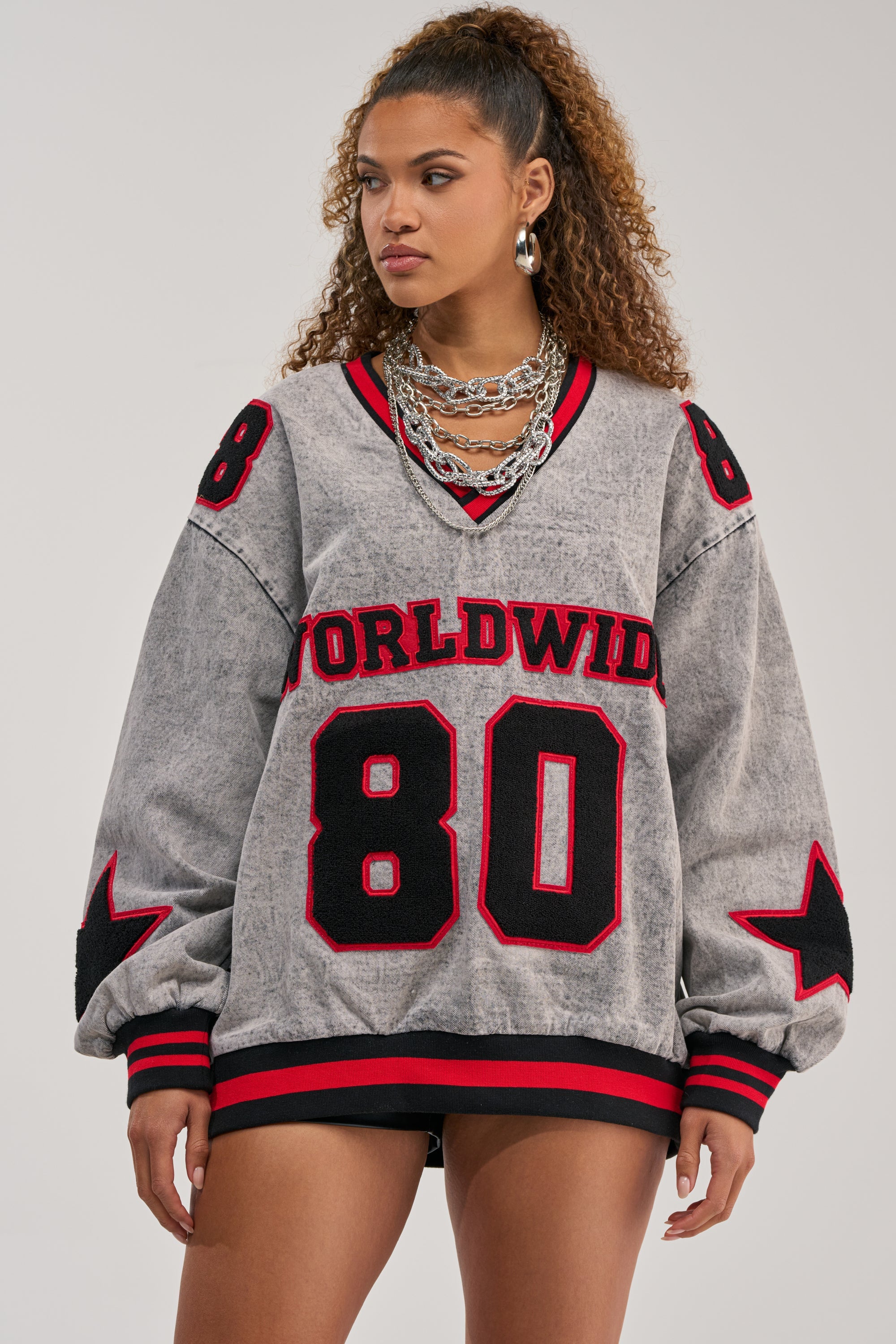 IN MY OWN WORLD DENIM SWEATSHIRT
