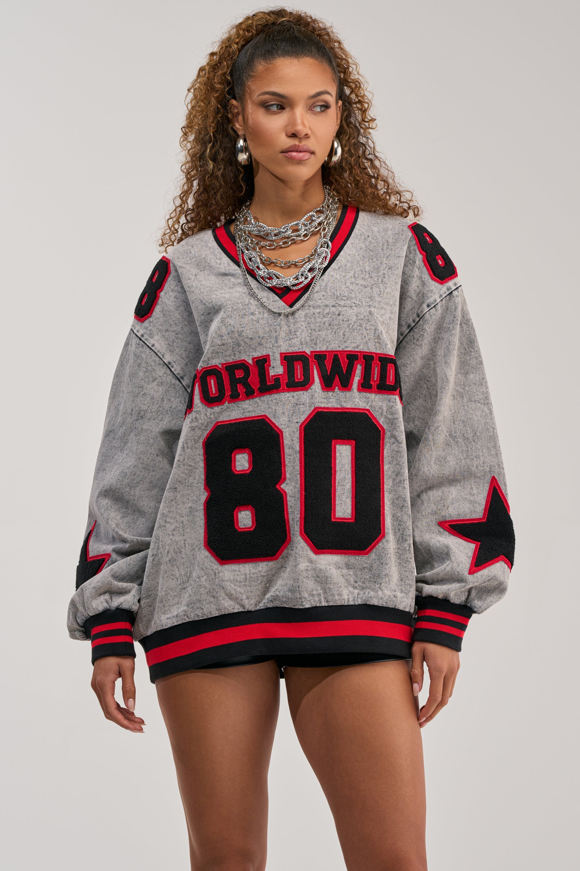 IN MY OWN WORLD DENIM SWEATSHIRT