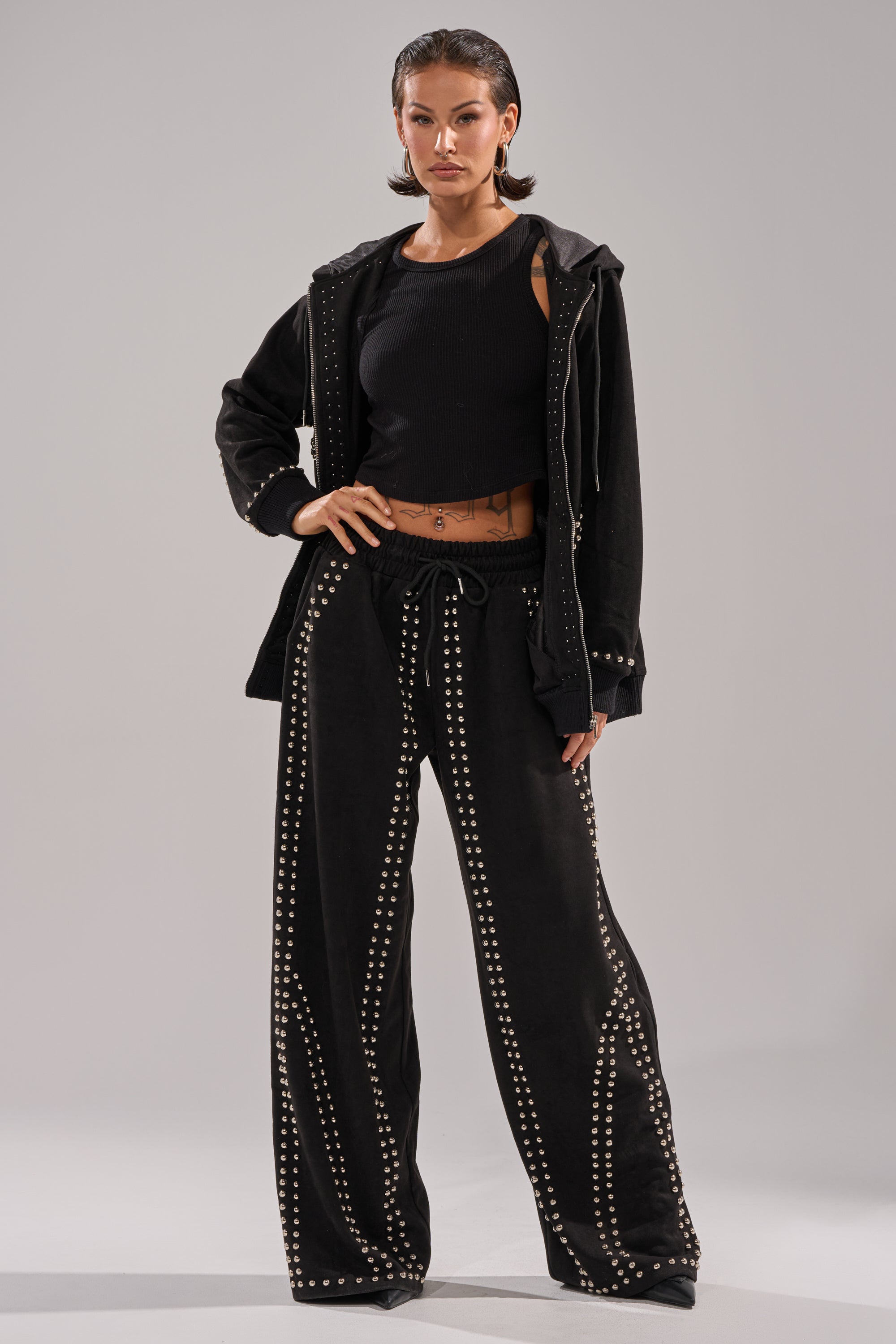 ASHLEY STUDDED WIDE LEG JOGGER