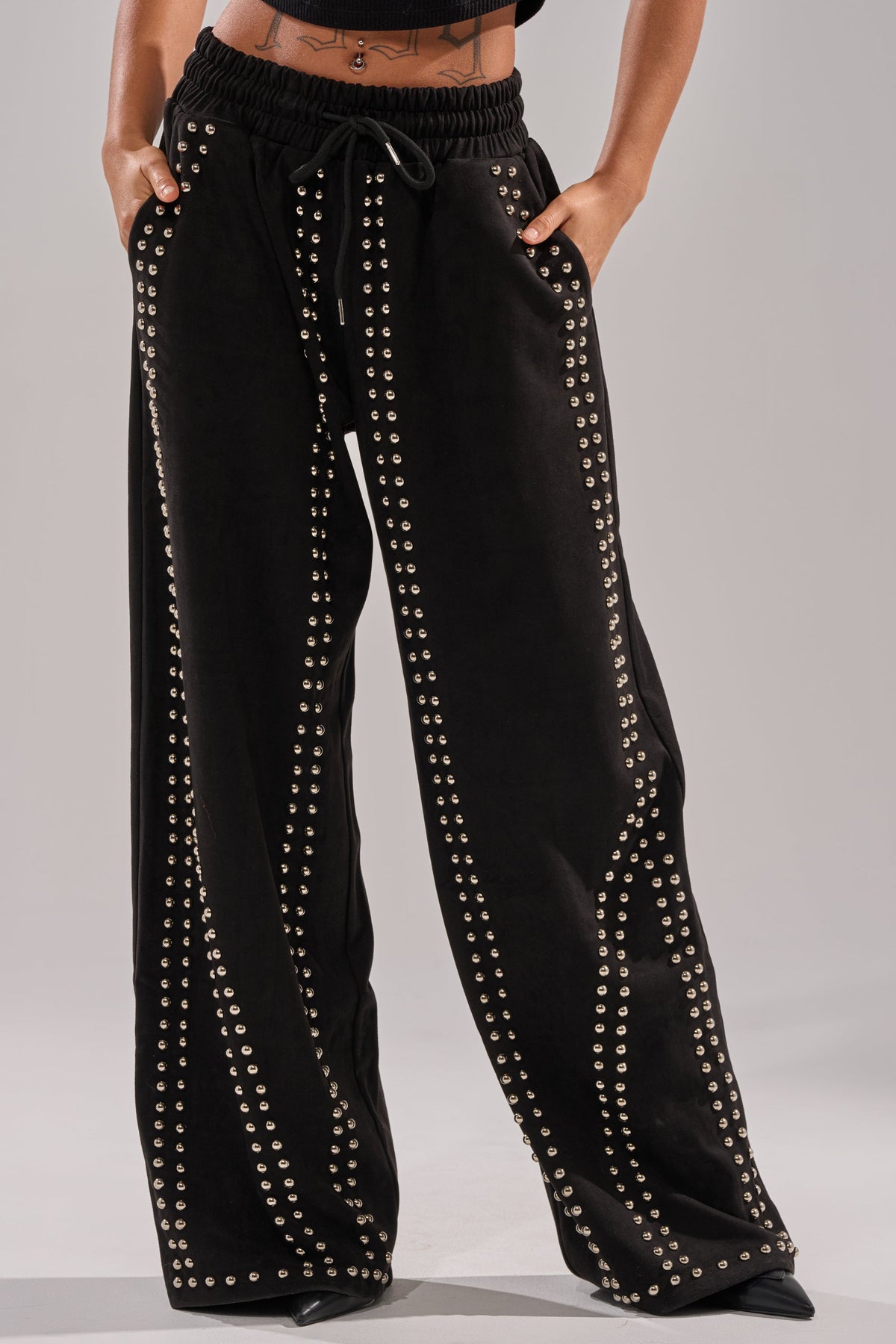 ASHLEY STUDDED WIDE LEG JOGGER