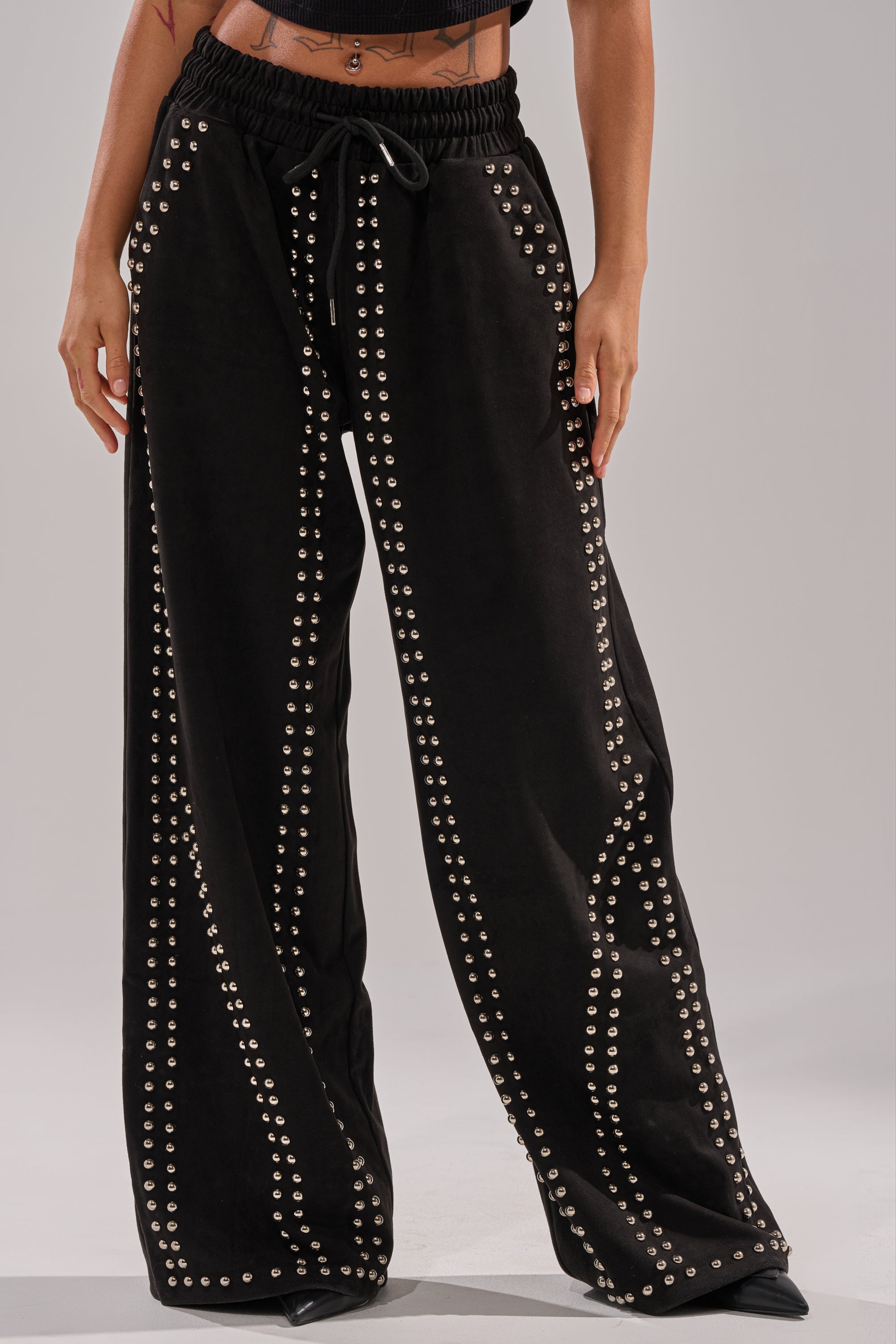 ASHLEY STUDDED WIDE LEG JOGGER