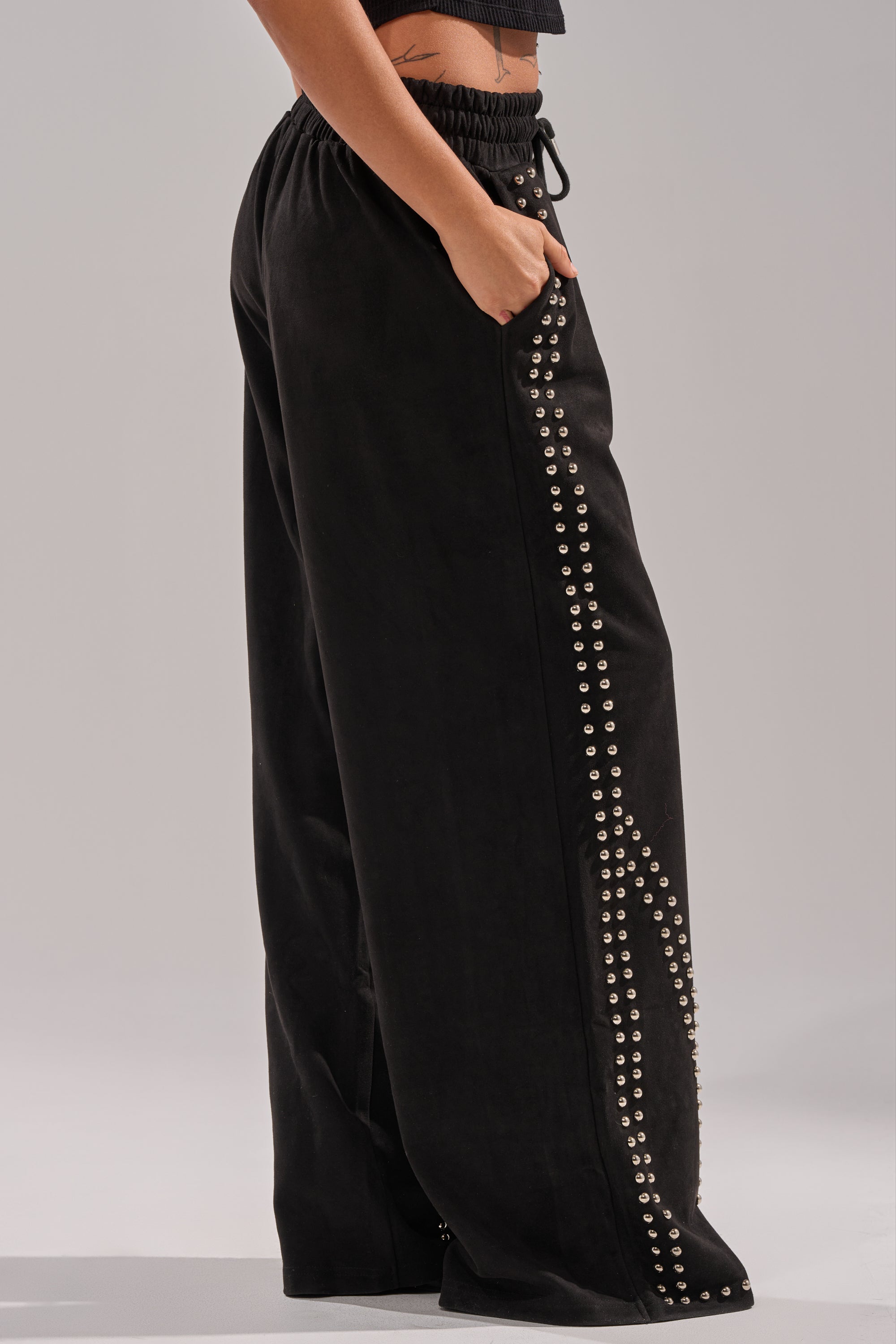 ASHLEY STUDDED WIDE LEG JOGGER