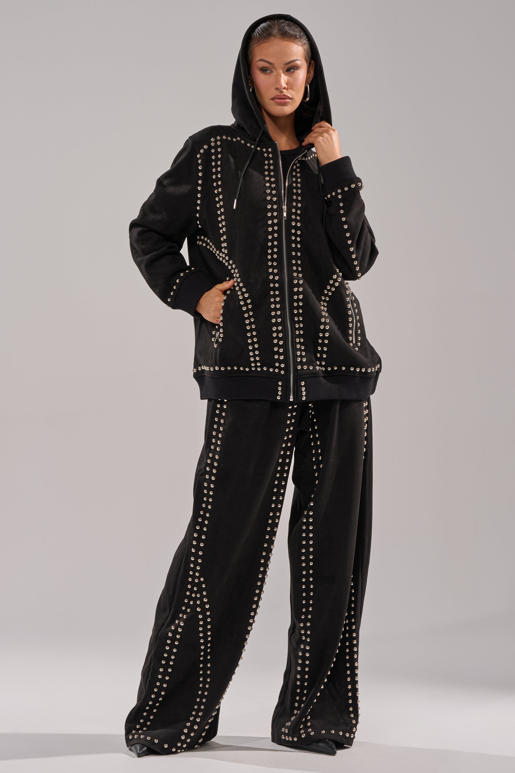 ASHLEY STUDDED WIDE LEG JOGGER