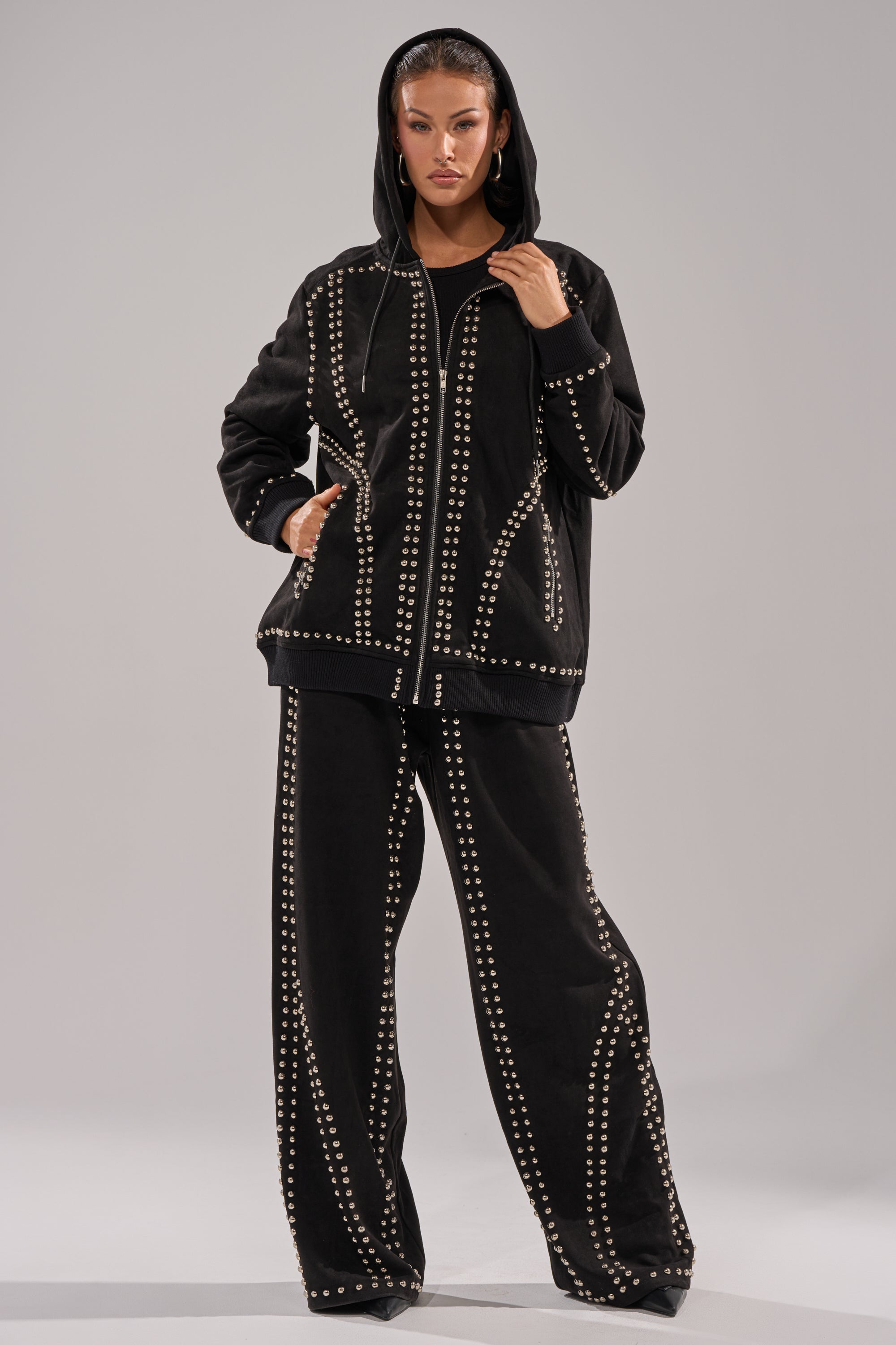 ASHLEY STUDDED WIDE LEG JOGGER