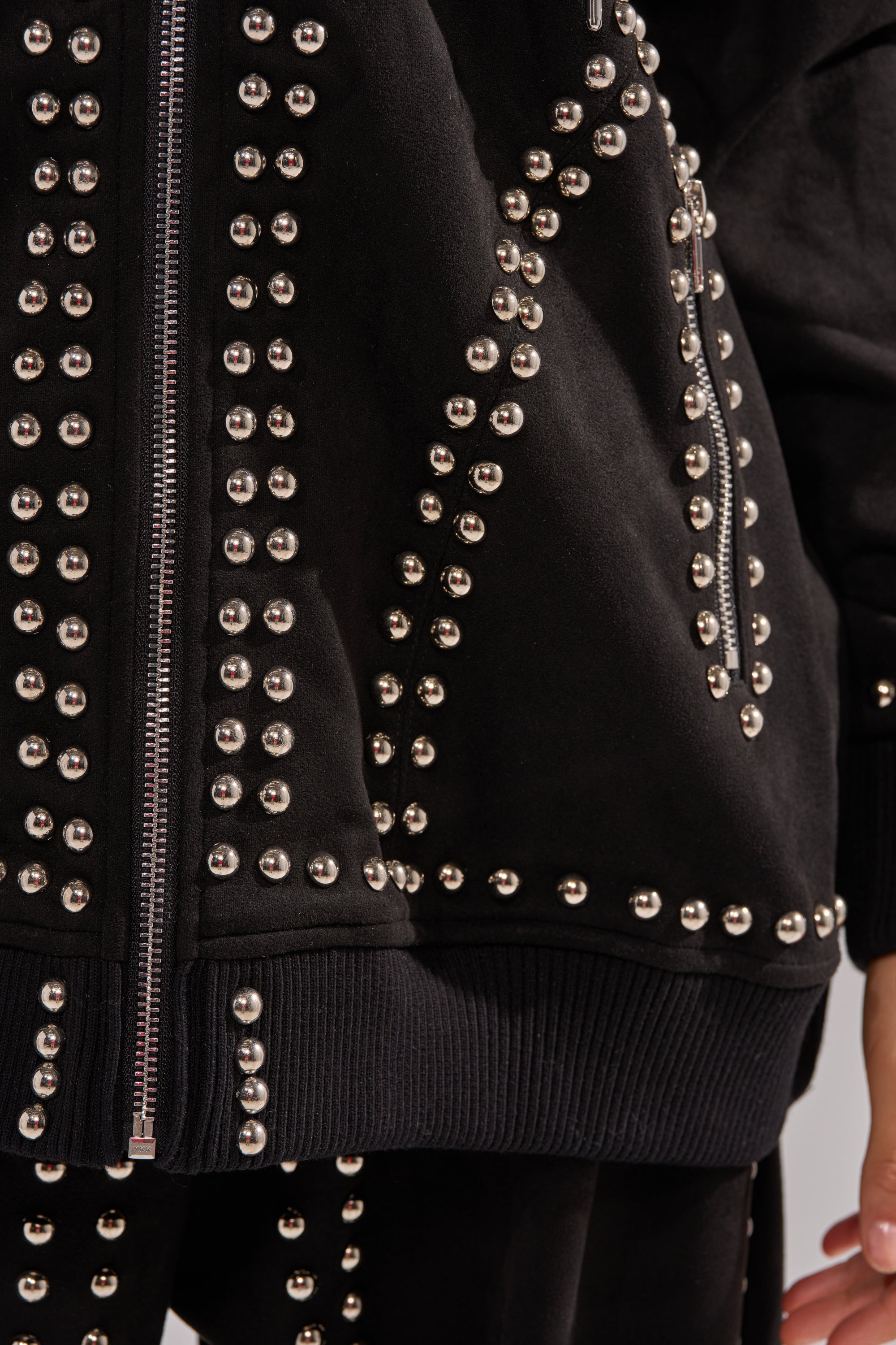 ASHLEY STUDDED ZIP UP SWEATSHIRT
