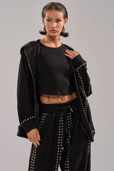 ASHLEY STUDDED ZIP UP SWEATSHIRT