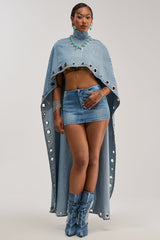 IN YOUR DREAMS DENIM CAPE WITH GROMMETS