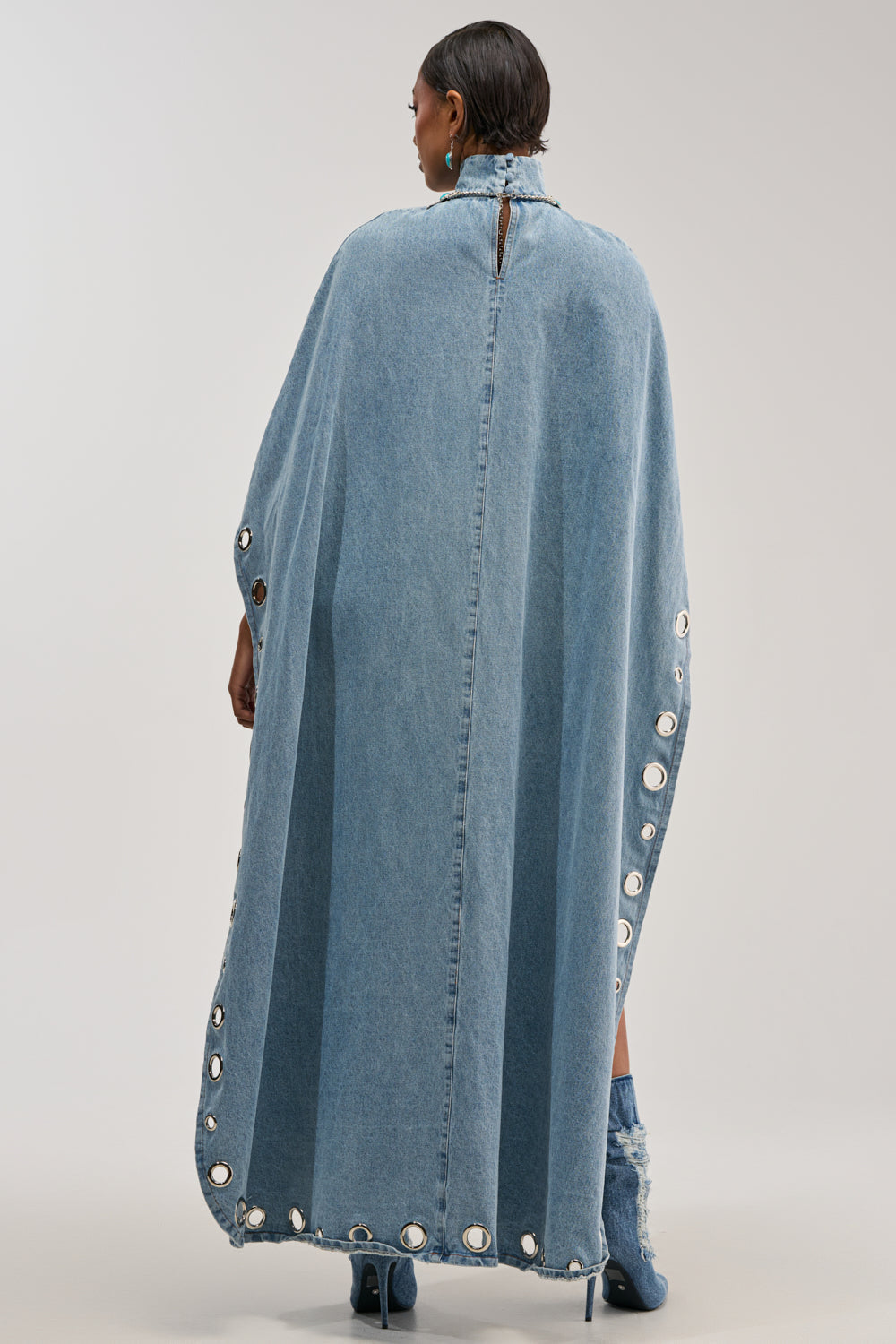 IN YOUR DREAMS DENIM CAPE WITH GROMMETS